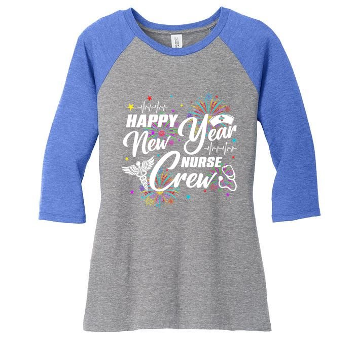 Happy New Year Nurse Crew Fireworks New Years Eve Party 2025 Gift Women's Tri-Blend 3/4-Sleeve Raglan Shirt