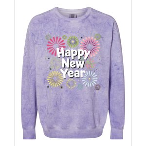 Happy New Year Party Fireworks Years Eve Cute Gift Colorblast Crewneck Sweatshirt