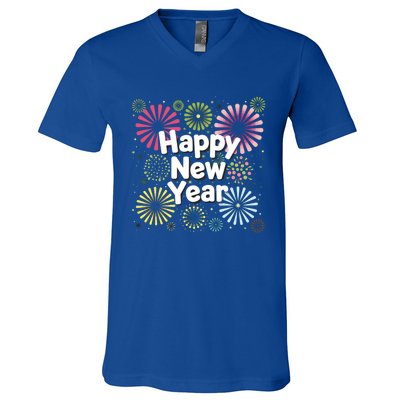 Happy New Year Party Fireworks Years Eve Cute Gift V-Neck T-Shirt