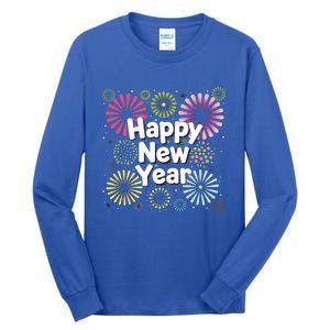 Happy New Year Party Fireworks Years Eve Cute Gift Tall Long Sleeve T-Shirt