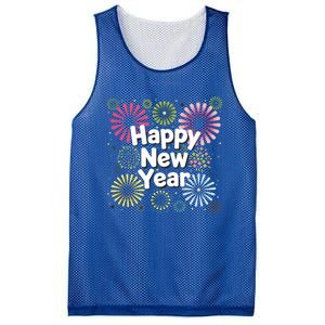 Happy New Year Party Fireworks Years Eve Cute Gift Mesh Reversible Basketball Jersey Tank