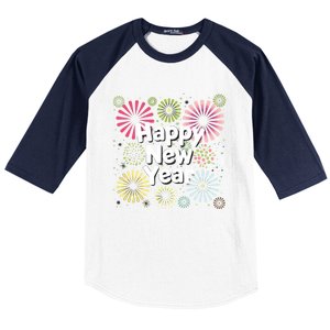 Happy New Year Party Fireworks Years Eve Cute Gift Baseball Sleeve Shirt