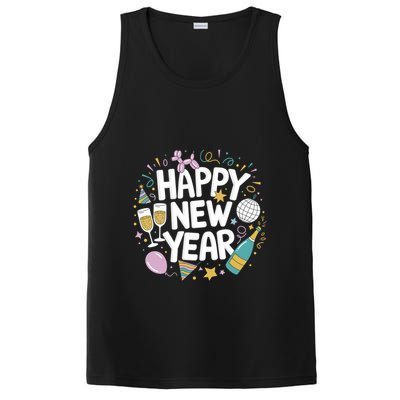 Happy New Year Party Wine Champagne Years Eve Cute Gift PosiCharge Competitor Tank