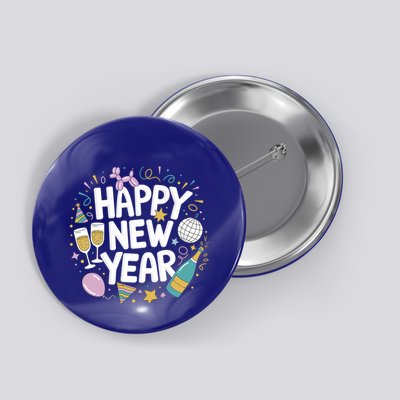 Happy New Year Party Wine Champagne Years Eve Cute Gift Button