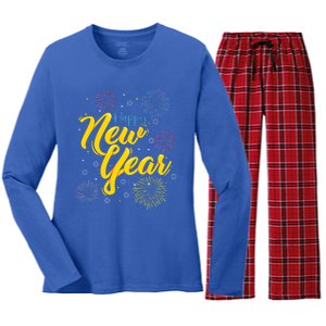 Happy New Year Eve Gift Women's Long Sleeve Flannel Pajama Set 