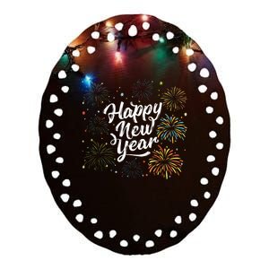 Happy New Year Party Funny New Year's Eve Ceramic Oval Ornament