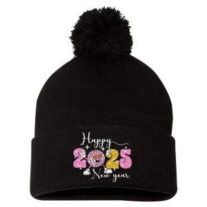 Happy New Year 2025 Party Family Matching Pom Pom 12in Knit Beanie