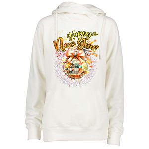 Happy New Year Retro Groovy Disco New Years Eve Fireworks Great Gift Womens Funnel Neck Pullover Hood