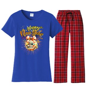 Happy New Year Retro Groovy Disco New Years Eve Fireworks Great Gift Women's Flannel Pajama Set