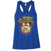 Happy New Year Retro Groovy Disco New Years Eve Fireworks Great Gift Women's Racerback Tank