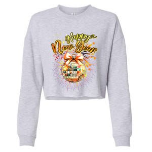 Happy New Year Retro Groovy Disco New Years Eve Fireworks Great Gift Cropped Pullover Crew