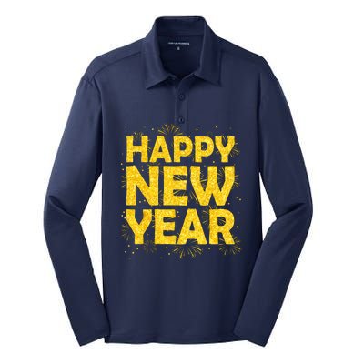 Happy New Year Nye Party 2024 Funny New Years Eve Confetti Silk Touch Performance Long Sleeve Polo