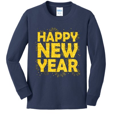 Happy New Year Nye Party 2024 Funny New Years Eve Confetti Kids Long Sleeve Shirt