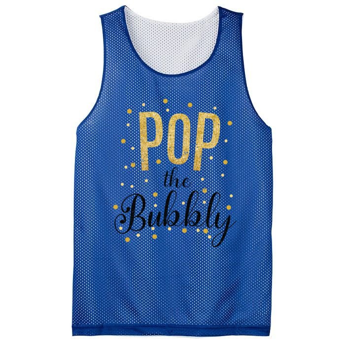 Happy New Years Pop The Bubbly Champagne Holiday Celebration Gift Mesh Reversible Basketball Jersey Tank