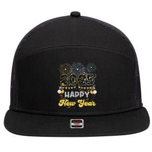 Happy New Year Party 2025 Ballon Family Matching 7 Panel Mesh Trucker Snapback Hat