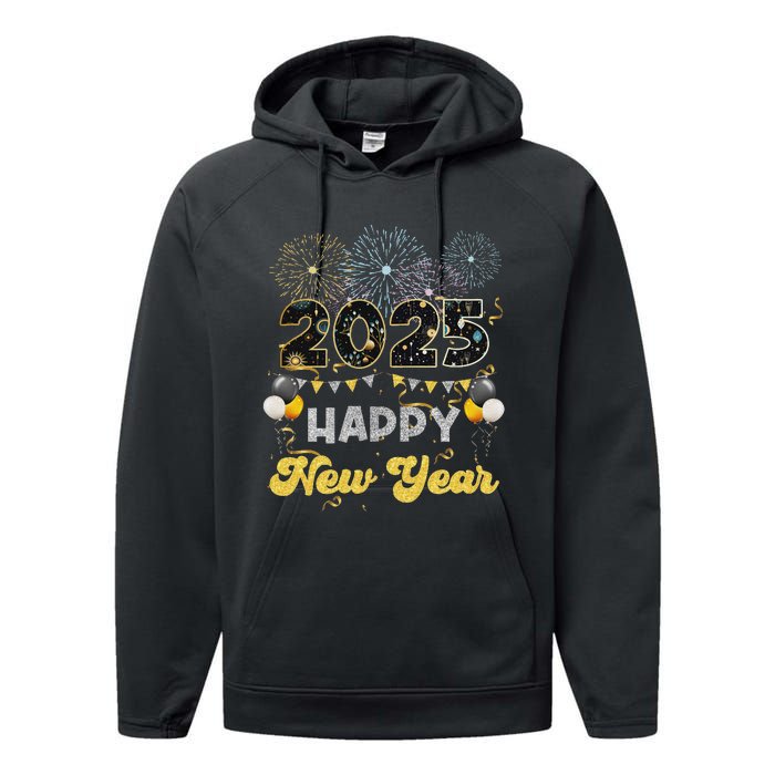 Happy New Year Party 2025 Ballon Family Matching Performance Fleece Hoodie