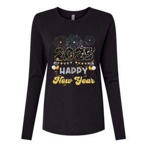 Happy New Year Party 2025 Ballon Family Matching Womens Cotton Relaxed Long Sleeve T-Shirt