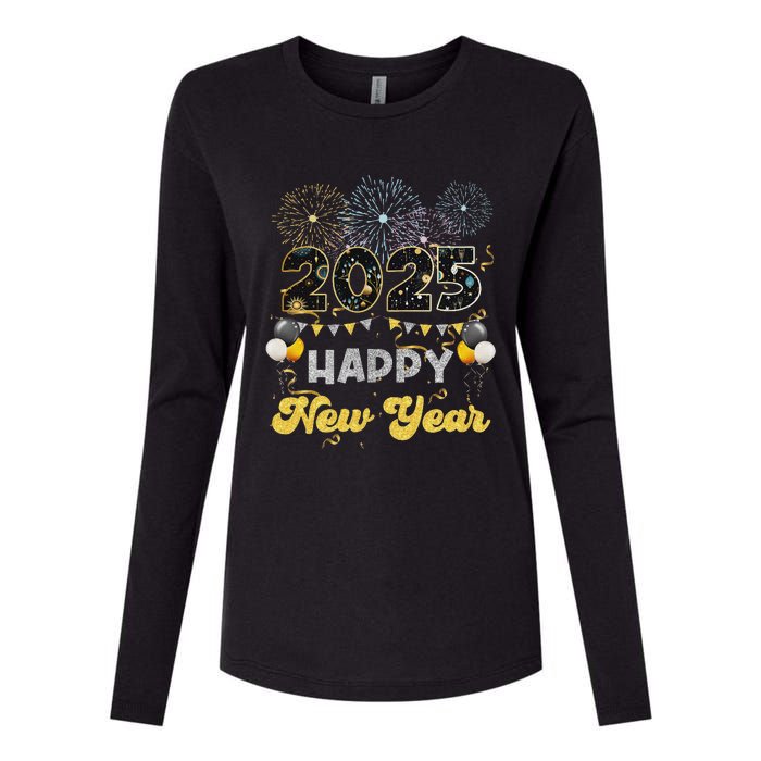 Happy New Year Party 2025 Ballon Family Matching Womens Cotton Relaxed Long Sleeve T-Shirt