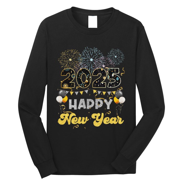 Happy New Year Party 2025 Ballon Family Matching Long Sleeve Shirt