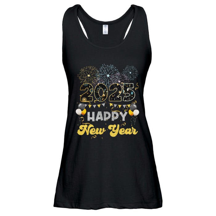 Happy New Year Party 2025 Ballon Family Matching Ladies Essential Flowy Tank