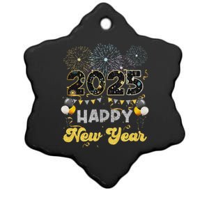 Happy New Year Party 2025 Ballon Family Matching Ceramic Star Ornament