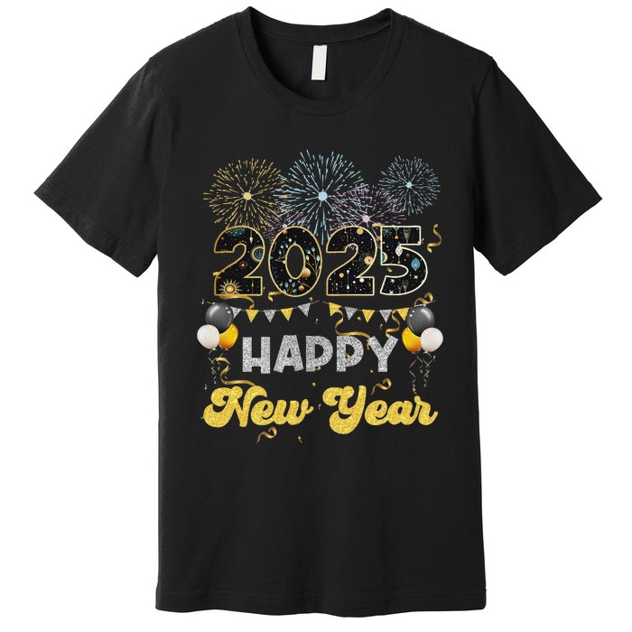 Happy New Year Party 2025 Ballon Family Matching Premium T-Shirt