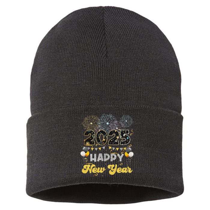 Happy New Year Party 2025 Ballon Family Matching Sustainable Knit Beanie