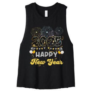 Happy New Year Party 2025 Ballon Family Matching Women's Racerback Cropped Tank