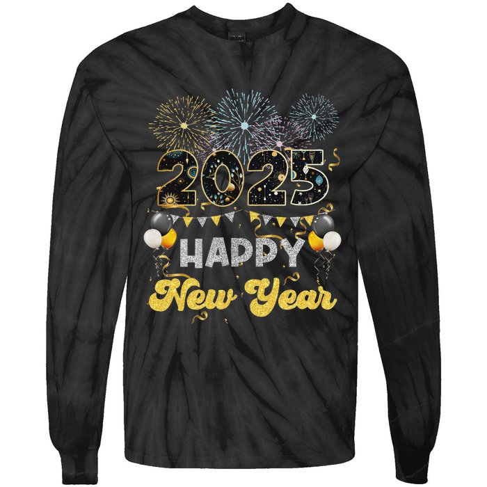 Happy New Year Party 2025 Ballon Family Matching Tie-Dye Long Sleeve Shirt