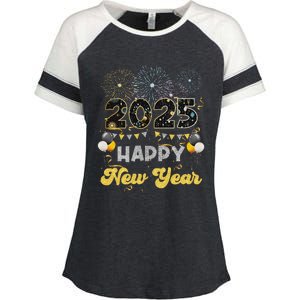 Happy New Year Party 2025 Ballon Family Matching Enza Ladies Jersey Colorblock Tee