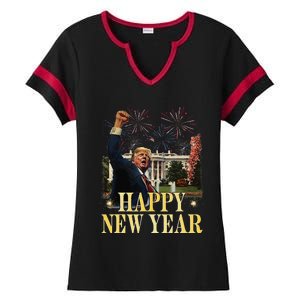 Happy New Year Party 2025 Trump 2024 Take America Back Ladies Halftime Notch Neck Tee