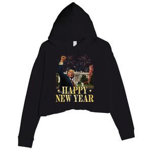 Happy New Year Party 2025 Trump 2024 Take America Back Crop Fleece Hoodie