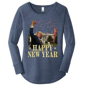 Happy New Year Party 2025 Trump 2024 Take America Back Women's Perfect Tri Tunic Long Sleeve Shirt