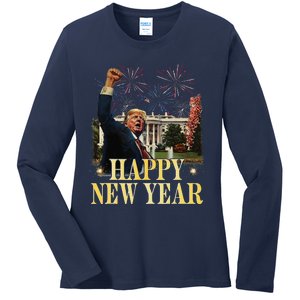 Happy New Year Party 2025 Trump 2024 Take America Back Ladies Long Sleeve Shirt