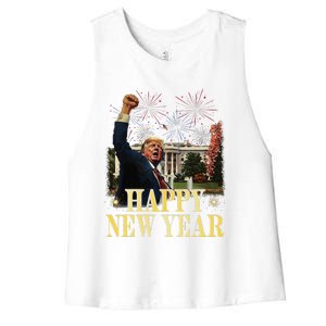 Happy New Year Party 2025 Trump 2024 Take America Back Women's Racerback Cropped Tank