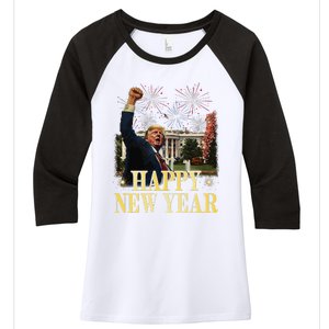 Happy New Year Party 2025 Trump 2024 Take America Back Women's Tri-Blend 3/4-Sleeve Raglan Shirt