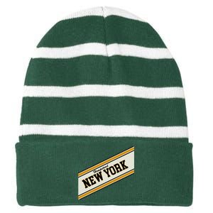 Hempstead New York Varsity Logo Striped Beanie with Solid Band