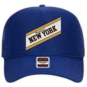 Hempstead New York Varsity Logo High Crown Mesh Back Trucker Hat