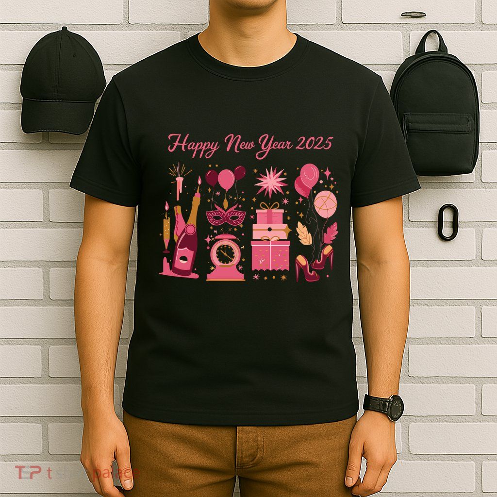 Happy New Year 2025 Champain Holiday Matching T-Shirt
