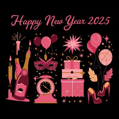 Happy New Year 2025 Champain Holiday Matching T-Shirt