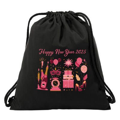 Happy New Year 2025 Champain Holiday Matching Drawstring Bag