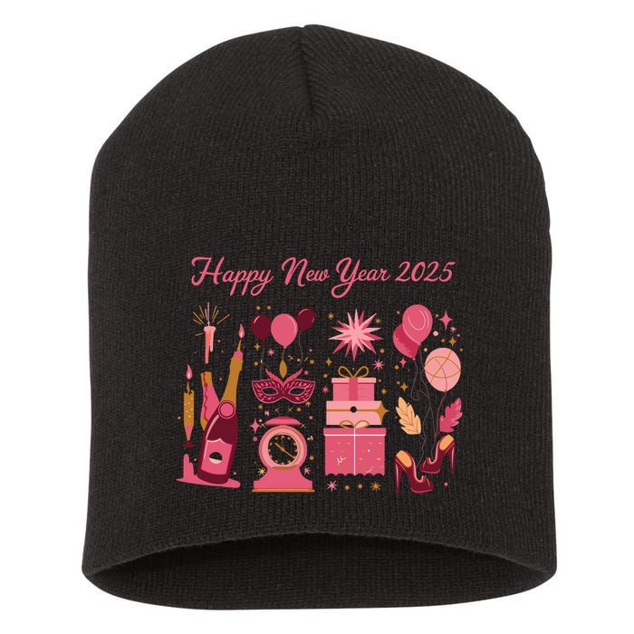 Happy New Year 2025 Champain Holiday Matching Short Acrylic Beanie