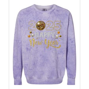 Happy New Year Party 2025 Disco Ball Matching Colorblast Crewneck Sweatshirt