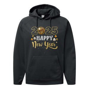 Happy New Year Party 2025 Disco Ball Matching Performance Fleece Hoodie