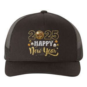 Happy New Year Party 2025 Disco Ball Matching Yupoong Adult 5-Panel Trucker Hat