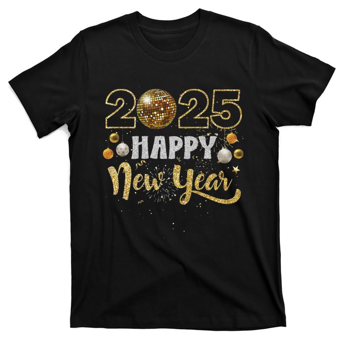 Happy New Year Party 2025 Disco Ball Matching T-Shirt