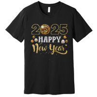 Happy New Year Party 2025 Disco Ball Matching Premium T-Shirt