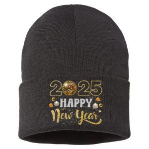 Happy New Year Party 2025 Disco Ball Matching Sustainable Knit Beanie