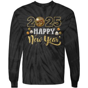 Happy New Year Party 2025 Disco Ball Matching Tie-Dye Long Sleeve Shirt