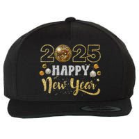 Happy New Year Party 2025 Disco Ball Matching Wool Snapback Cap